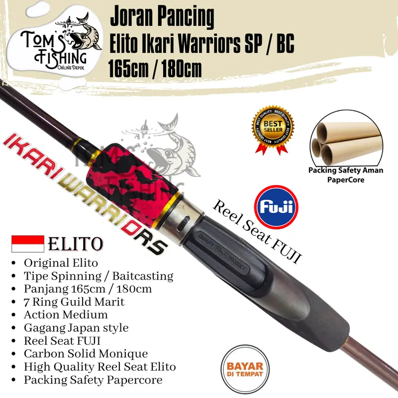 Joran Pancing ELITO IKARI WARRIORS 165cm / 180cm ( 7-15lbs sd 10-20lbs ) FUJI Carbon Solid - Toms Fishing 2