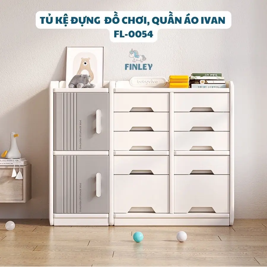 Tủ kệ nhựa cho bé FINLEY Ivan size L - Tủ áo quần - tủ cho bé