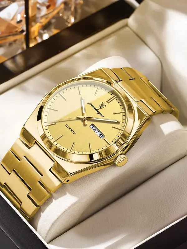 Men's Casual Business Round Dial Analog Quartz Watch, Fashion Watches for Party, Daily Clothing Decor, Trendy All-match & Exquisite Watch for Gift with Box Gift,  Watches for Men 5