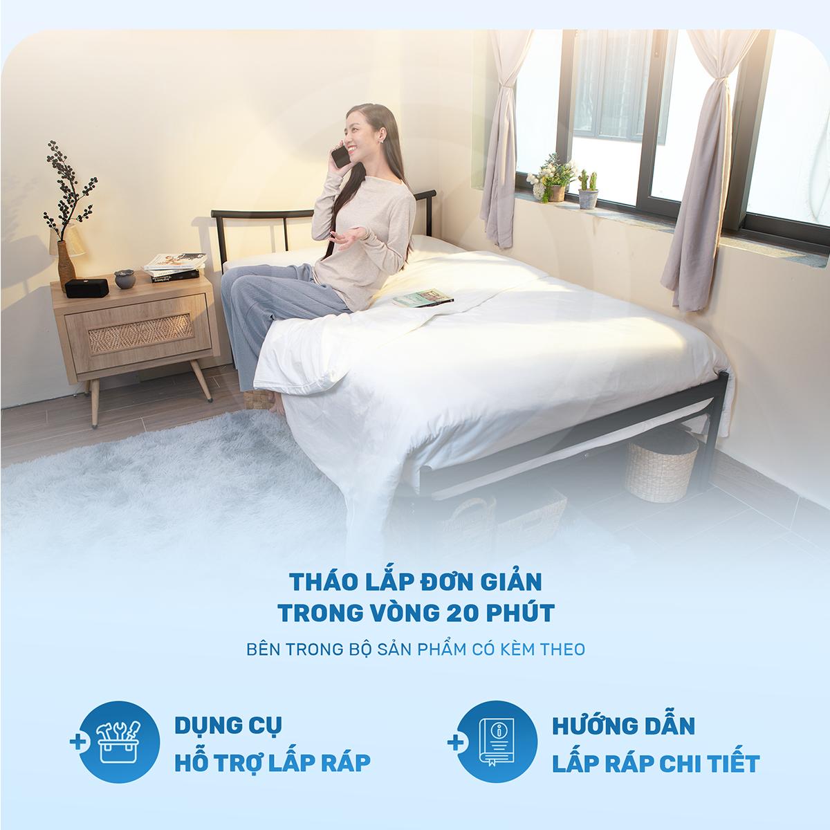 Giường sắt TOKYO màu trắng