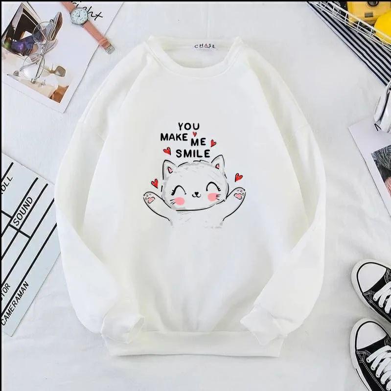 SWEATER WANITA OVERSIZE YOU MAKE ME SMILE CREWNECK WANITA SIZE M TO XXL TEBAL 0