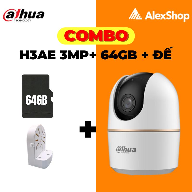   COMBO-3M  Camera Dahua Hero A1 H3AE 3MP + Thẻ 64G + Chân Đế L Camera Trong Nhà Xoay 360 Độ Đàm Thoại 2 Chiều 
