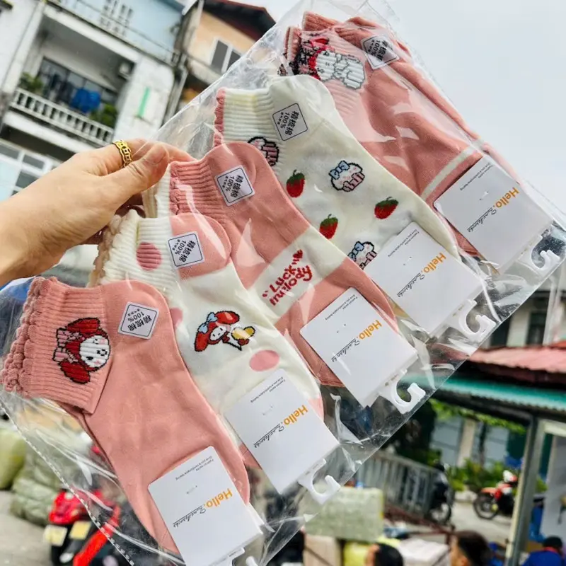 [MUA 2 TẶNG 2] MS07_set 5 đôi tất ngắn hoạ tiết gấu dễ thương 0