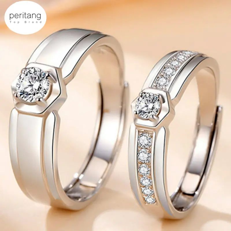 Hot Sale Allure Love Hexagonal Couple Ring Lightweight Simple Imitation Moissanite Couple Rings Couple Rings Fashion Jewelry Ring With Adjustable Opening
