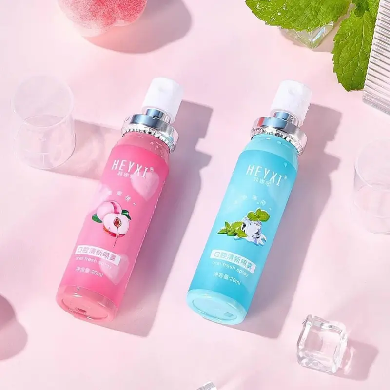 Xịt Thơm Miệng HEYXI 20ml Hương Bạc hà Và Đào Giúp Giảm Hôi Miệng, Lưu Hương Thơm Mát 0