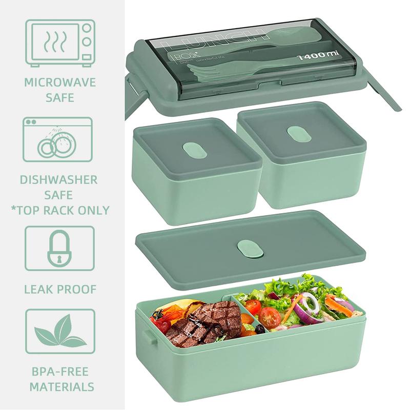 Product Introduction of [Pisuz Way] Kitchen 1400ml Microwave Lunch Box Separate Dinnerware Food Storage Container Children Kids School Office Portable Bento Box Tableware 8