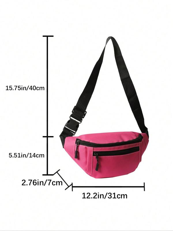 Men's Casual Solid Minimalist Release Buckle Detail Zipper Sling Bag, Simple Casual Multi-functional Fabric Chest Bag for Men, Durable Male Bum Bag for Daily Use, Travel Essentials 4