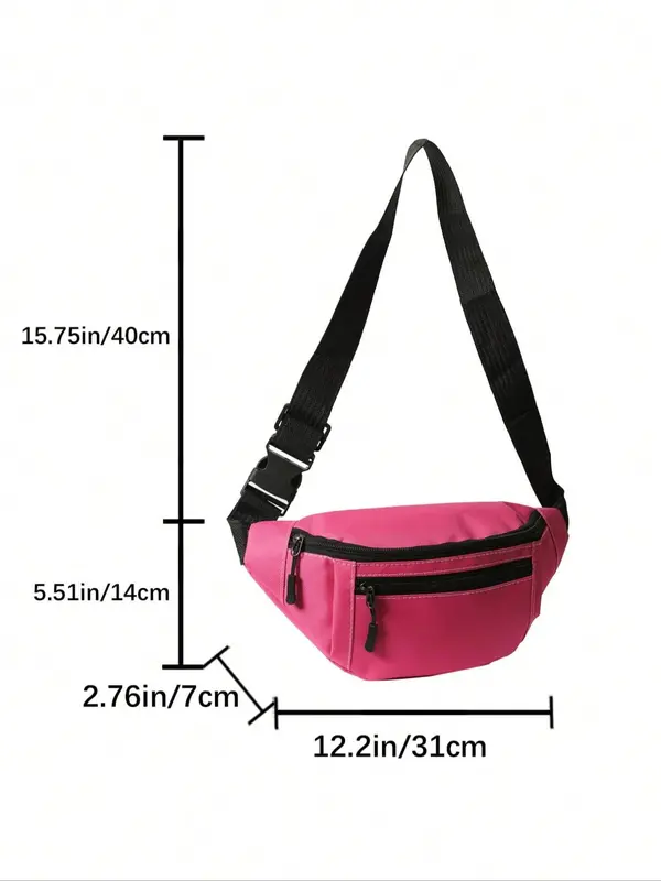 Men's Casual Solid Minimalist Release Buckle Detail Zipper Sling Bag, Simple Casual Multi-functional Fabric Chest Bag for Men, Durable Male Bum Bag for Daily Use, Travel Essentials 4