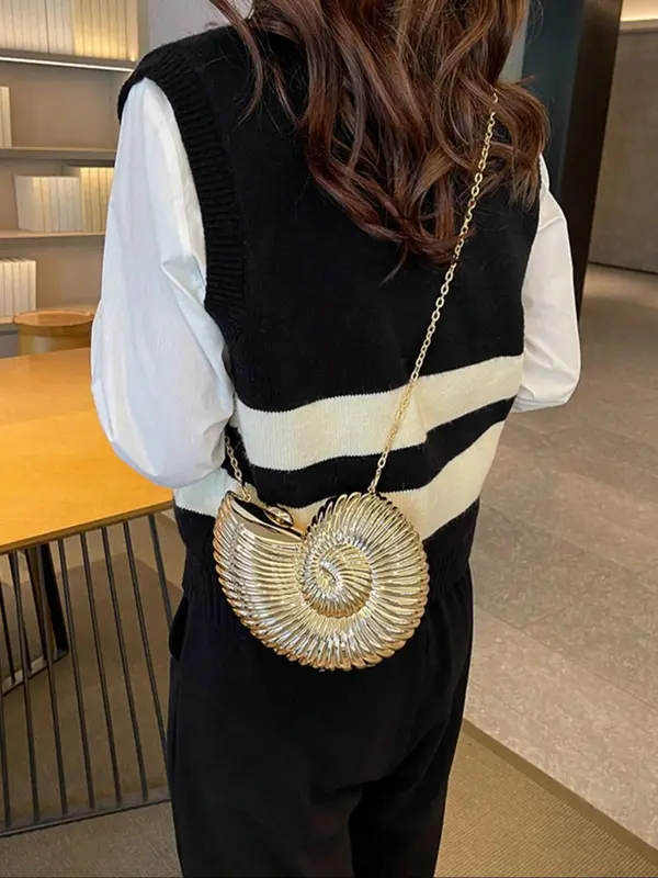 Women's Elegant Conch Design Evening Bag, Western Purse, Exquisite Trendy Shoulder Bag, Fashionable Crossbody Bag for Party Decoration 8