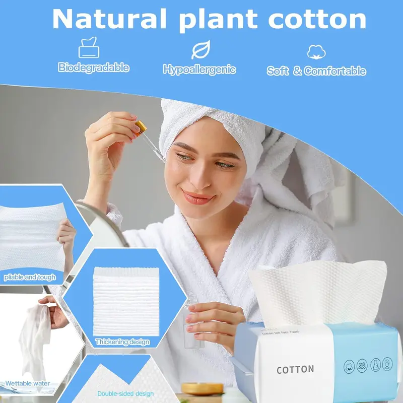Disposable Face Towel, Soft Facial Wash Cloth, Lint-free Facial Tissue for Cleansing, Skincare and Makeup Remover, Summer Essentials, Bathroom Cotton Accessories 2
