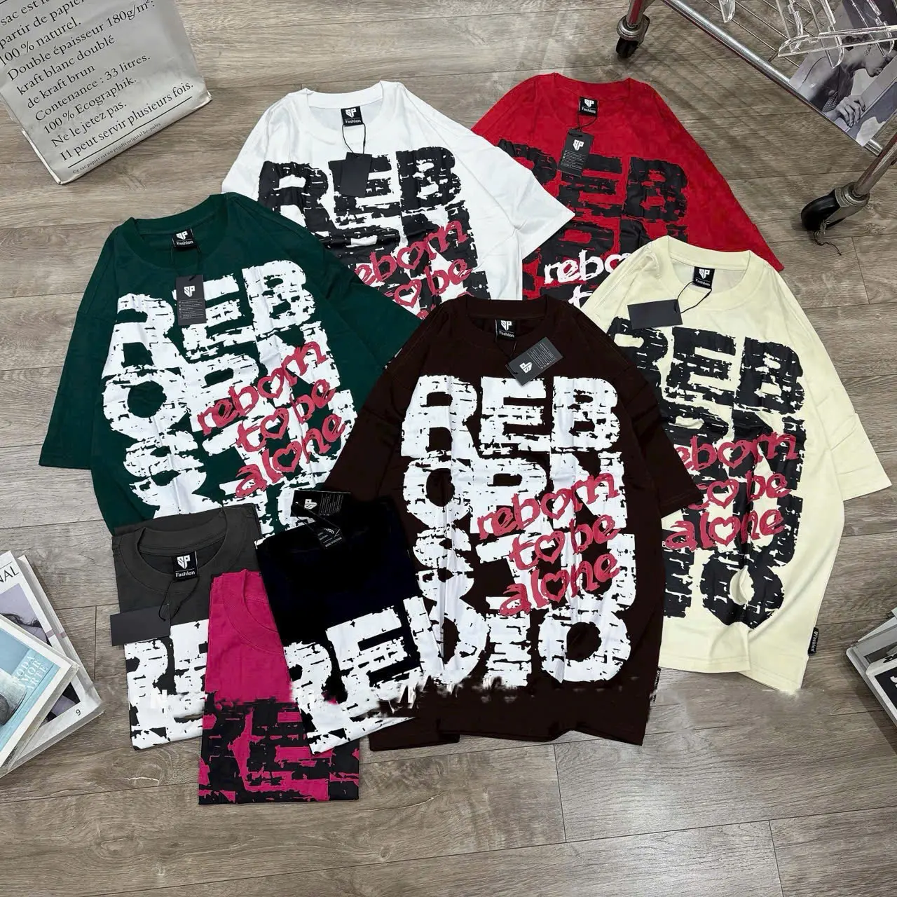 Áo Chữ Nổi REBORN Freesize 100% Contton - Xuất Xứ Quảng Châu