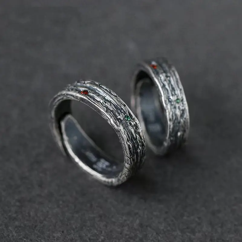 Nhẫn Bạc Thái Lan, Phong Cách Cổ Điển Nhẫn Đôi, Dành Cho Nam Và Nữ, Nhẫn Đuôi Có Thể Điều Chỉnh Nhẫn Ngón Tay Cá Tính