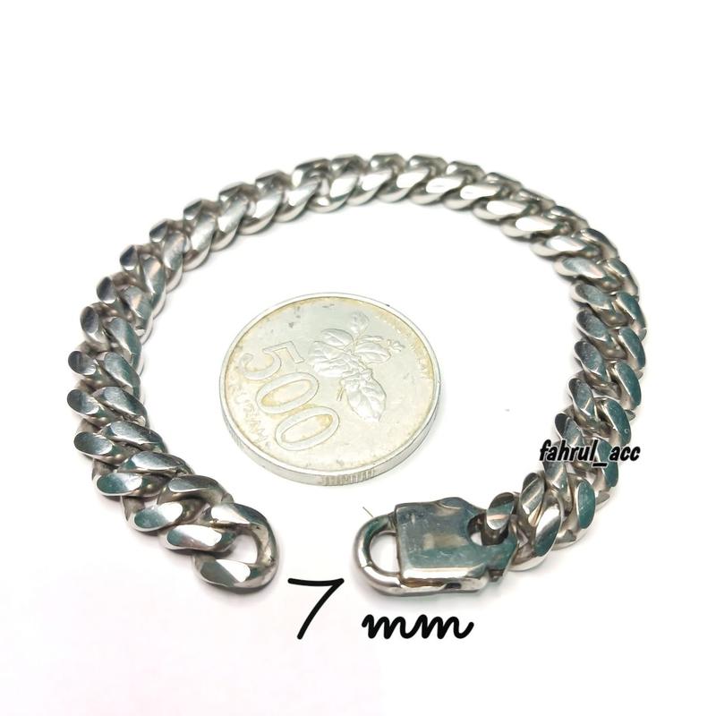 Gelang Rantai Stainless Monel Baja Putih: Elegan dan Tahan Lama, Lebar 7mm, 11mm, dan 14mm Perhiasan Silver Bracelets 3