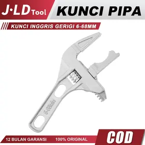 JLD Kunci Inggris Universal Pas Pipa Adjustable Wrench Spanner 6-68MM Large Opening Short Handle Wide Jaw Torsi Pegangan Nyaman Anti Selip Desain Ergonomis Bahan Tahan Lama Alumunium Alloy