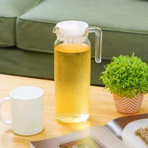 Teko Kaca 1 Liter/Tempat Minyak Goreng 1 Liter/Teko Air Dapur Food dengan gagang hijau