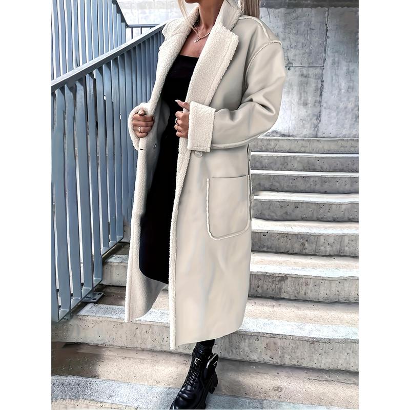 Fashion Elegant Solid Split Joint Basic Turndown Collar Outerwear Fashion Elegant Solid Split Joint Basic Turndown Collar Outerwear