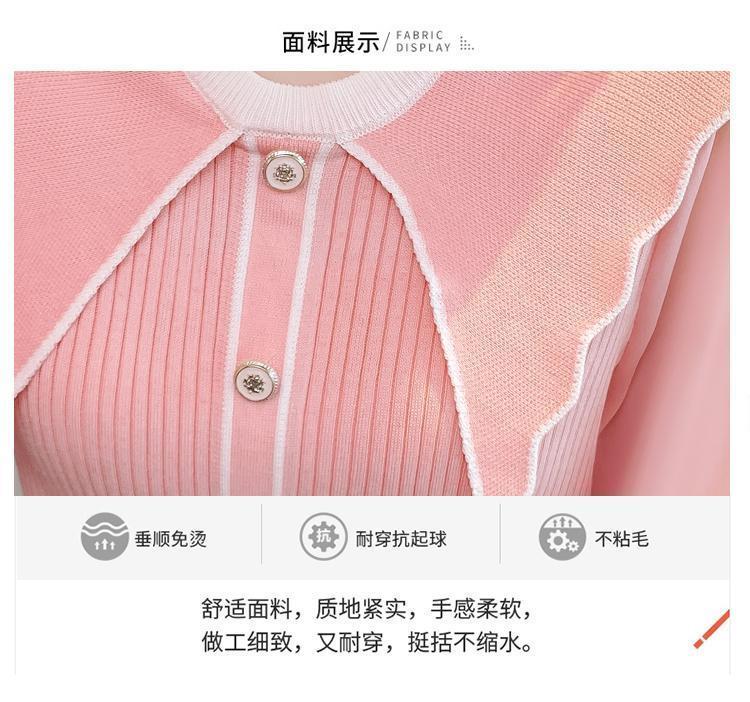 Product Introduction of Áo Len Nữ, Cổ Búp Bê Trông Trẻ Trung Dễ Thương, Màu Hồng, Áo Lớp Nền Dệt Kim, Có Thể Mặc Bên Trong, Hàng Mới Về Mùa Xuân 2024 7