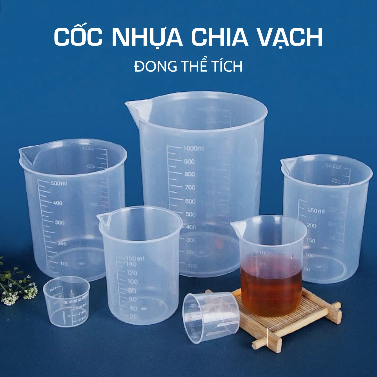 Cốc Nhựa Chia Vạch Nổi, Đong thể tích 50ML