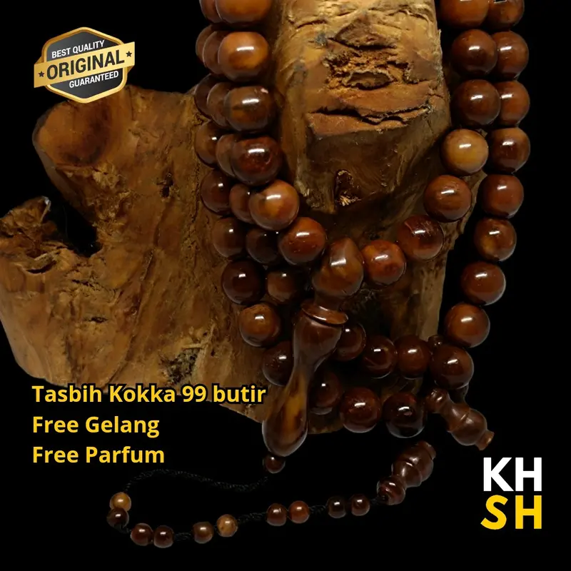 Tasbih Kokka Kaukah Asli | Tasbih Kaukah 99 butir kualitas premium | Free gelang dan minyak wangi Muslim 0