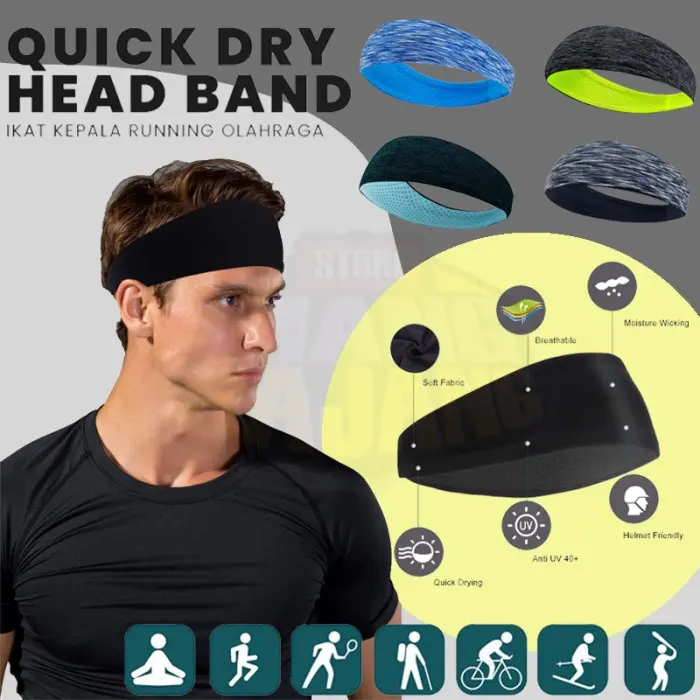 Headband Quick Dry Head Band Ikat Kepala Running Olahraga Bahan Lembut Outdoor Pria Sport keren