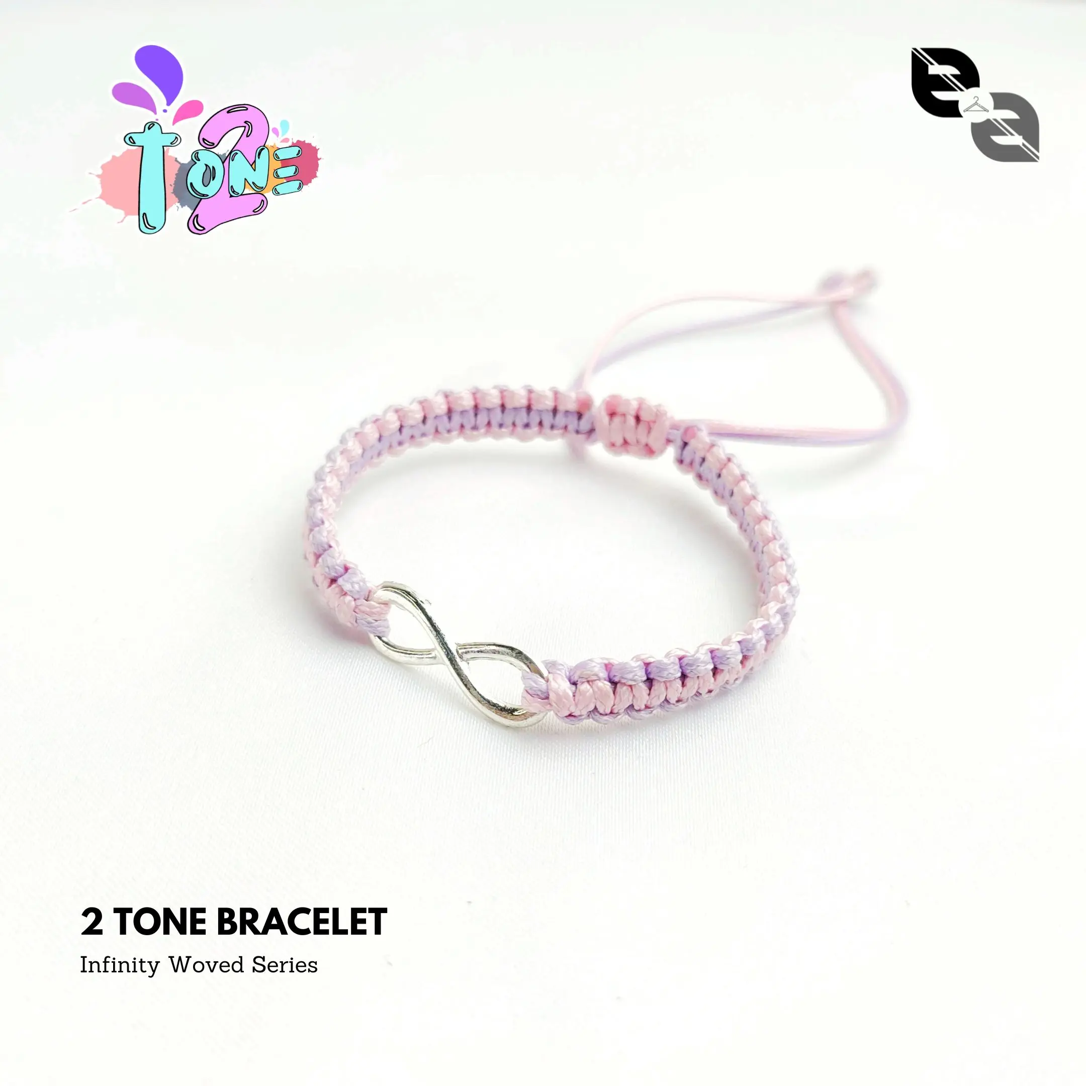 Gelang Tangan Infinity Anyam Tali Warna Pastel Simbol Keberuntungan Tak Terbatas Gelang Cewek Kue 2 Warna Hitam Putih Silver Bracelets