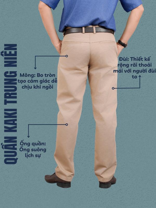 Quần dài kaki nam trung niên cao cấp - quần nam công sở ống đứng suôn tây nam