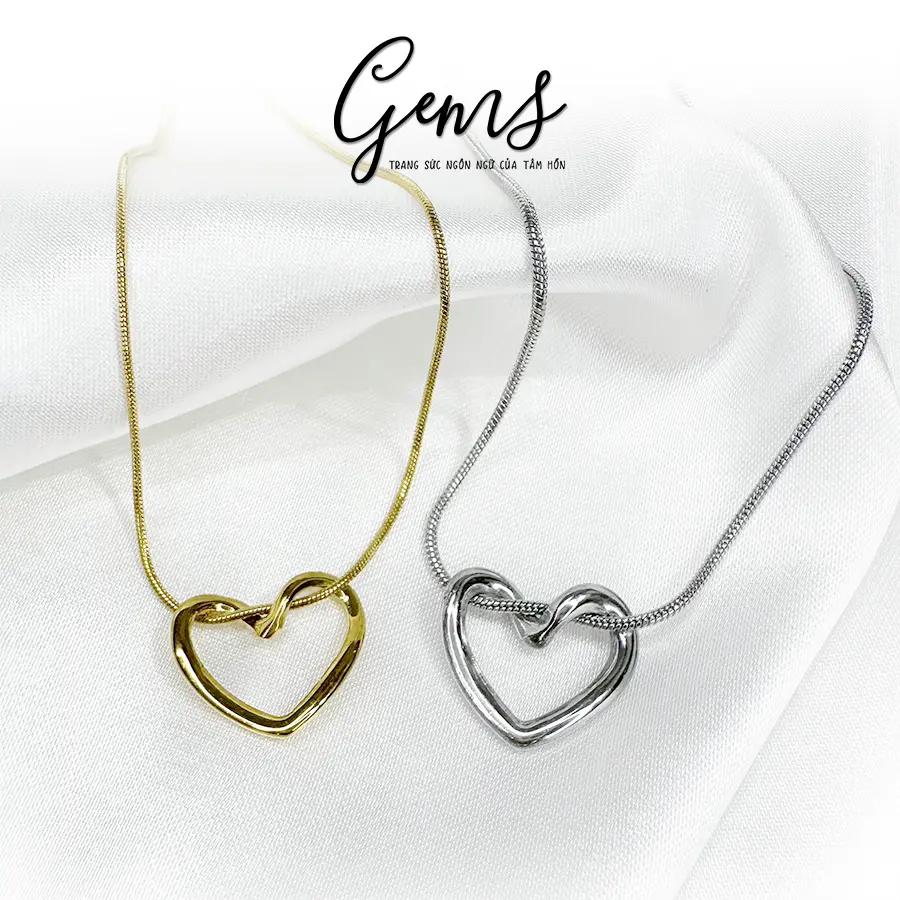 Dây chuyền, vòng cổ hình trái tim, chất liệu TITANIUM CHỐNG GỈ l TIỆM PHỤ KIỆN GEMS