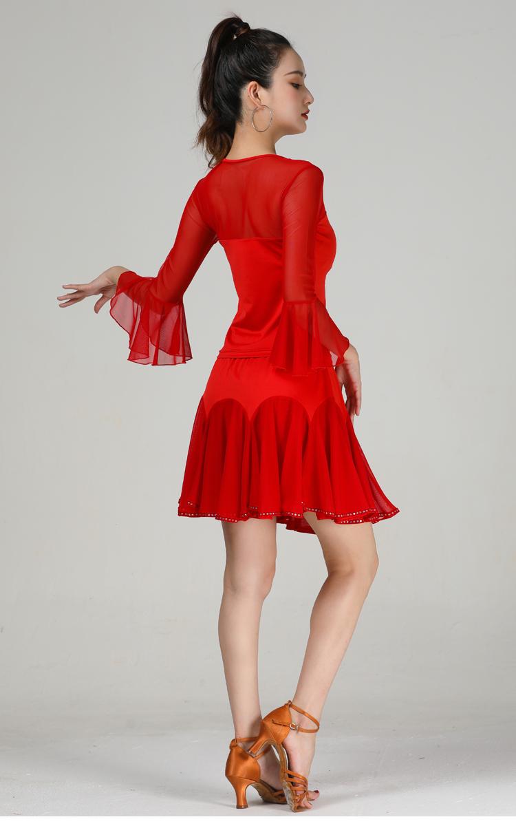 Product Introduction of 2024 Square Dance Costume Network Sleeve Short Sleeve Top Latin Dance New National Standard Dance Modern Dance Social Dance Costume Performance Costume 14
