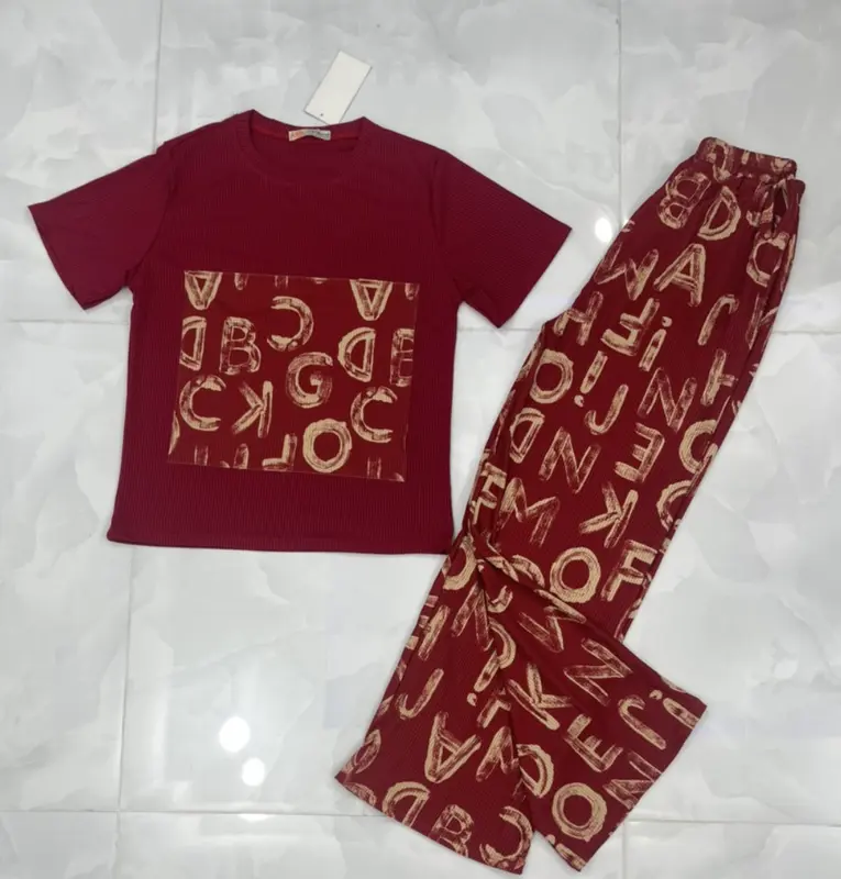 Set Bộ Gân Tăm Lạnh Dành Cho Nữ Mix Áo Form Suông Đi Học Đi Làm Đi Chơi Women Thun Top Voi 1