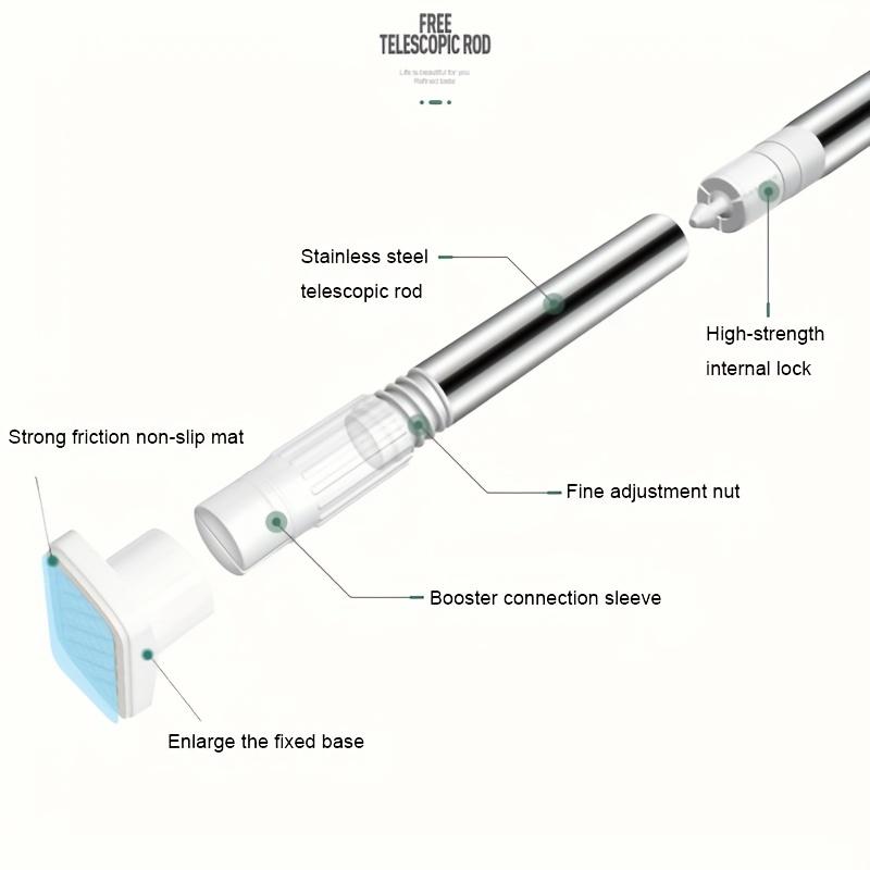 Product Introduction of 1pc Multifunctional Telescopic Rod - Easy Install, No Punching Required - Shower, Door, Wardrobe, Drying Rod - Bathroom Accessory 6