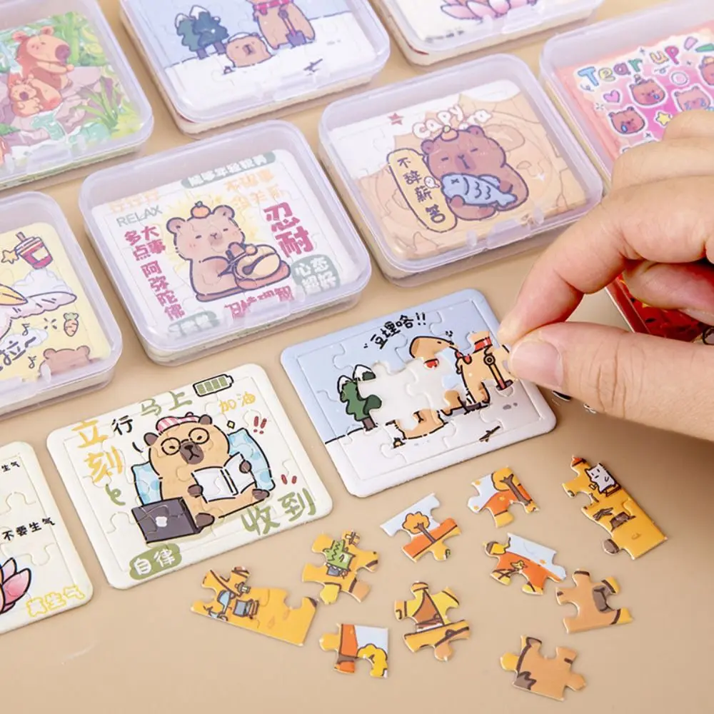 5 Sheets/Boxed Montessori Cartoon Capybara Jigsaw Puzzle Interesting Pocket Cute Mini Puzzles Small Kids Puzzle Toys Children