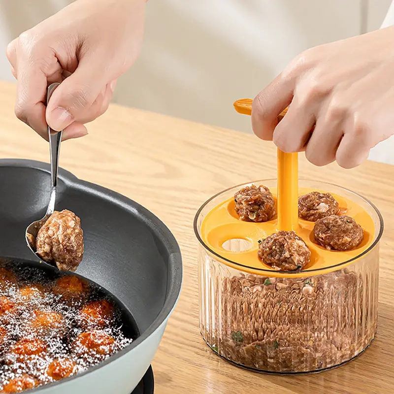 Translucent Meatball Maker Meatballs Press Mold Minced Meat Storage Container Manual Meatball Maker 5 Balls Meatball Maker Tool ​Kitchen Meatball Mold