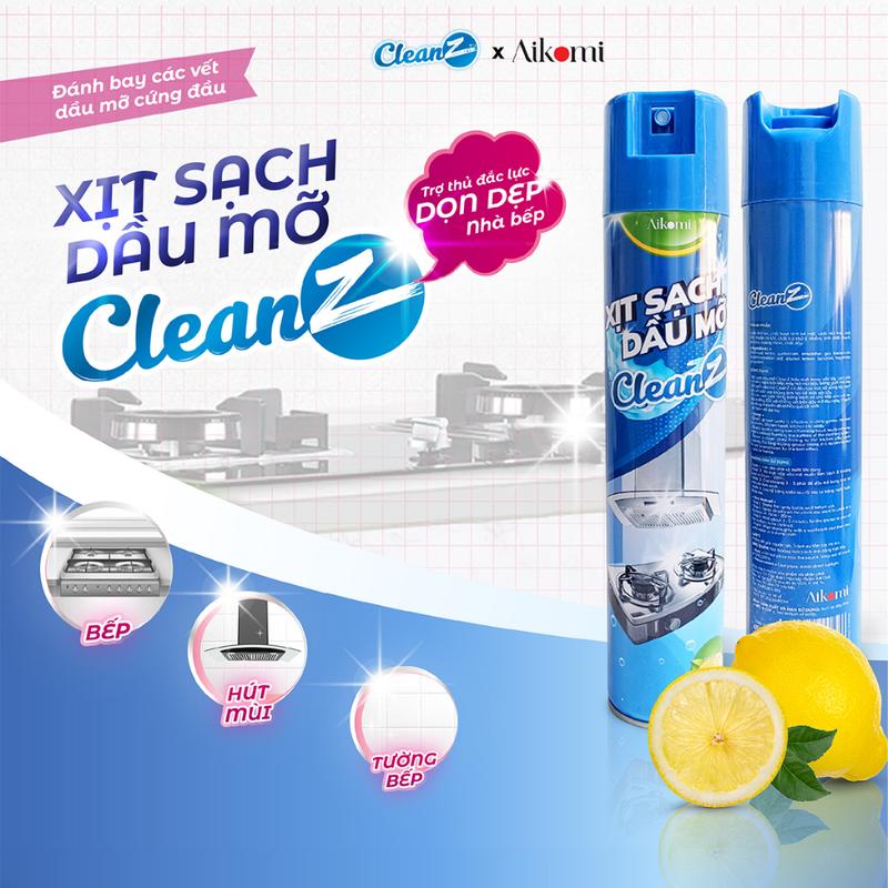 Bình xịt tẩy dầu mỡ nhà bếp CleanZ 450ml đánh bay vết bẩn cứng đầu trên xoong nồi,tường gạch, lưới máy hút mùi Làm Sạch