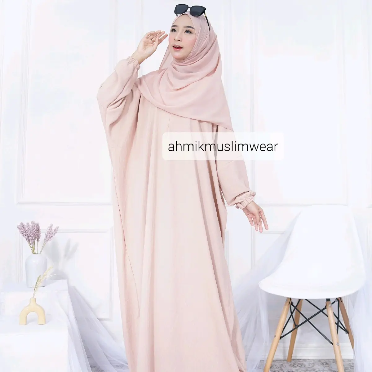 SET PASHMINA Kaftan Zahira Abaya Jumbo Dress Crinkle Airflow BB 90kg Baju Kelelawar Muslim Oversize