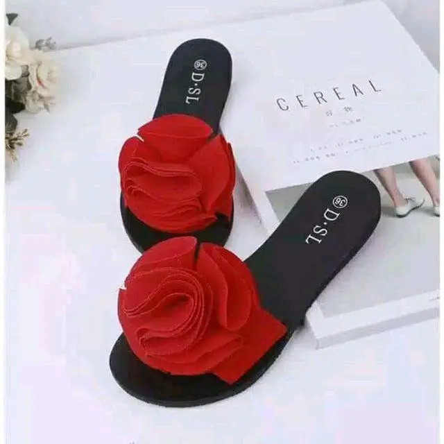 Sandal Wanita Sandal Selop Bunga Cantik