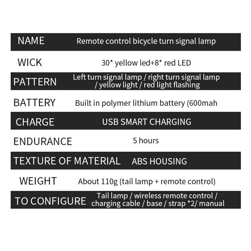 Product Introduction of Bicycle USB Charging Wireless Remote Control Turn Signals, 1 Count Removable Bike Night Riding Warning Tail Lights, Bicycle Accessories 13