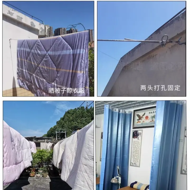 Bộ Dây Treo Rèm Cửa Ri Đô Phơi Đồ Bằng Cáp Bọc Nhựa 4