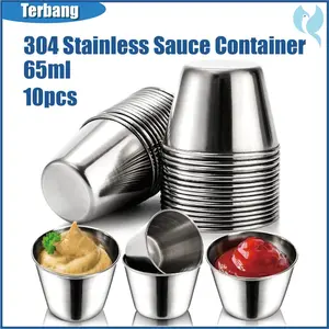 65ML 10pcs Condiment Sauce Cup 304 Stainless Steel Hot Pot Dipping Bowl 65ml Sauce Container Wadah Saos