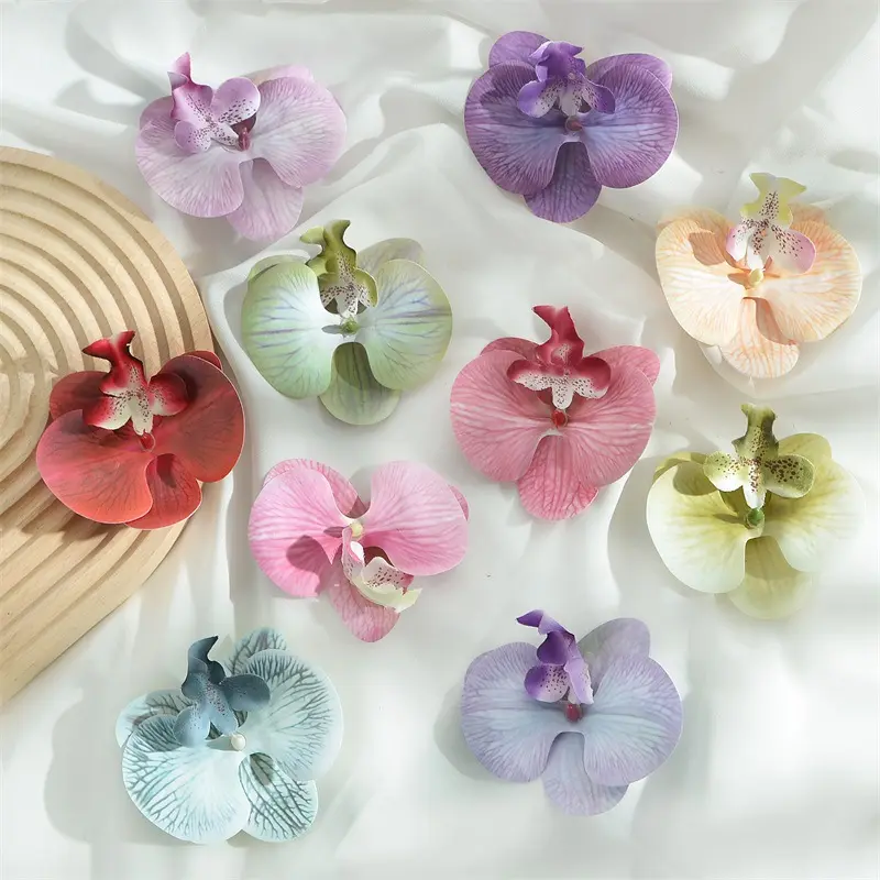 Butterfly Orchid Artificial Flowers Hot Selling Items for Christmas Wedding Bridal Accessories Headwear Hair Clips Diy Gift