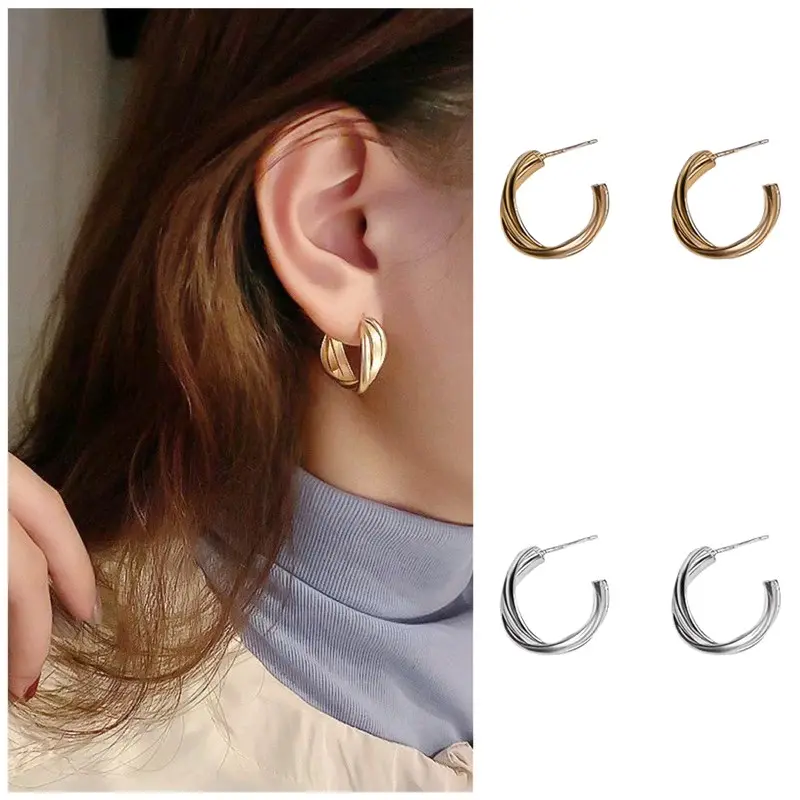 Reva Korean Hoop Circle Earrings Anting Bulat Hoops Korea Tusuk Fashion
