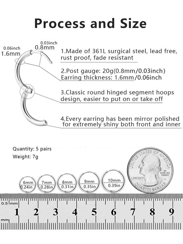 Women's Cute Small Hoop Earrings for Summer 2024, Fashion Stainless Steel Earrings for Women & Girls, Casual Jewelry for Party Decor, Trendy Exquisite Jewelry As Birthday Gift Stocking Stuffers For Adults, Mother's Day Gift 2
