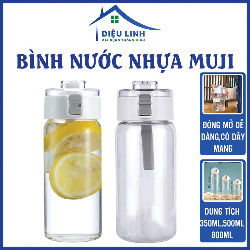  Bình Nước Nhựa Trong Muji Thể Thao 350ml   550ml   800ml Bằng Nhựa Có Nắp Đậy Quai Đeo Tiện Dụng-Bình Nhựa Đựng Nước Muji Dieulinhshop 