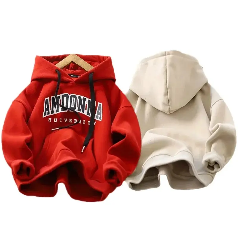 Áo Nỉ Hàng Ngày Ấm Áp, Cho Bé Trai, Thời Trang Thu Đông, Áo Hoodie Trẻ Em, Quần Áo Có Mũ Trùm Đầu Thường Ngày Cho Trẻ Em Và Thanh Thiếu Niên, In Chữ, Thích Hợp Cho Bé Trai 1