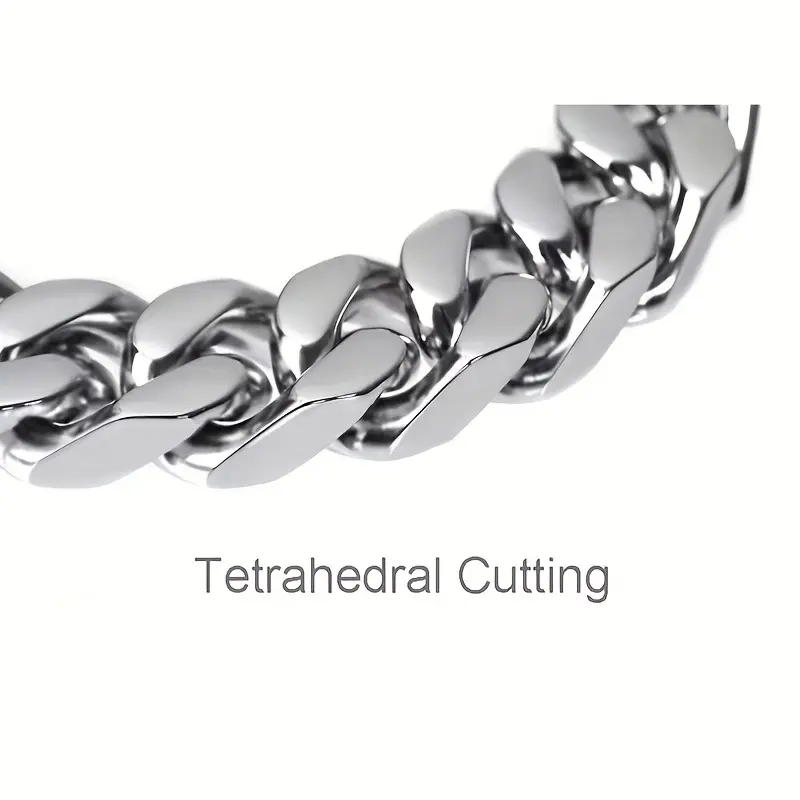 Titanium Steel 6-face Grinding Cuban Link Chain Necklace - Modern Fashionable Long Sleeve Accessory for Men & Women, Perfect for Weddings, Christmas & Birthdays 5