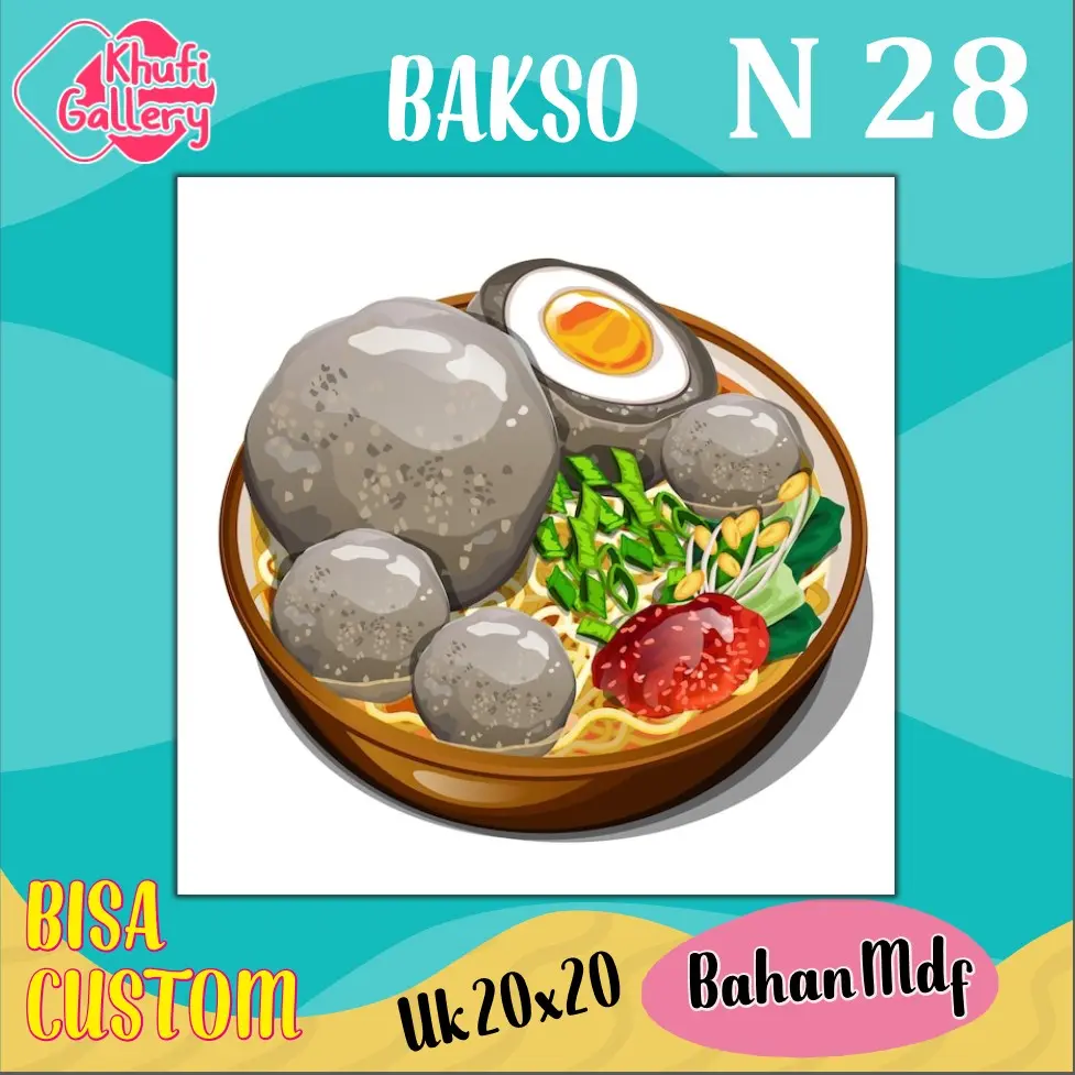 Khufi Gallery Hiasan Dinding Makanan Indonesia Bakso N28 Besi Gantungan