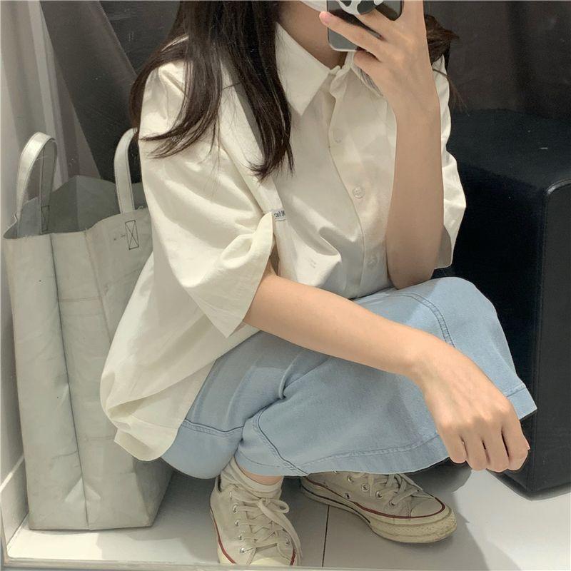 Product Introduction of Áo Sơ Mi Cổ Polo, Phong Cách Preppy, Dáng Rộng Vừa Vặn, Dễ Phối Đồ, ngắn Tay, Hàng Mới Về Mùa Xuân 2023, Phong Cách Hàn Quốc, Thích Hợp Cho Phong Cách BF, Có Thể Mặc Ngoài Trời Nữ Top 17