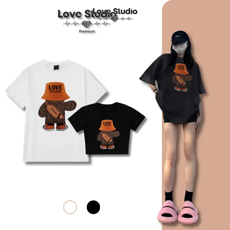 Áo đôi cùng người yêu nam nữ set bộ croptop và thun phông tay lỡ unisex local brand form rộng oversize Bigsize [A128] Women Voi Quần Ngủ 1