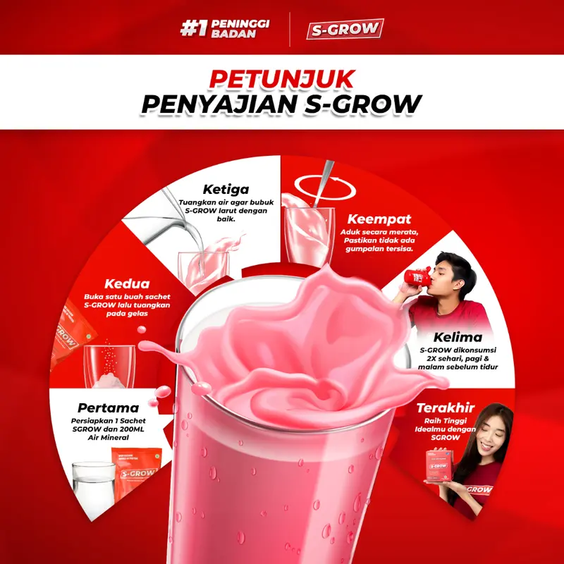 [FLASH SALE] S-GROW Susu Peninggi Badan - Kalsium Murni, Kolagen, Malt Extract Barley & Fosfor 3