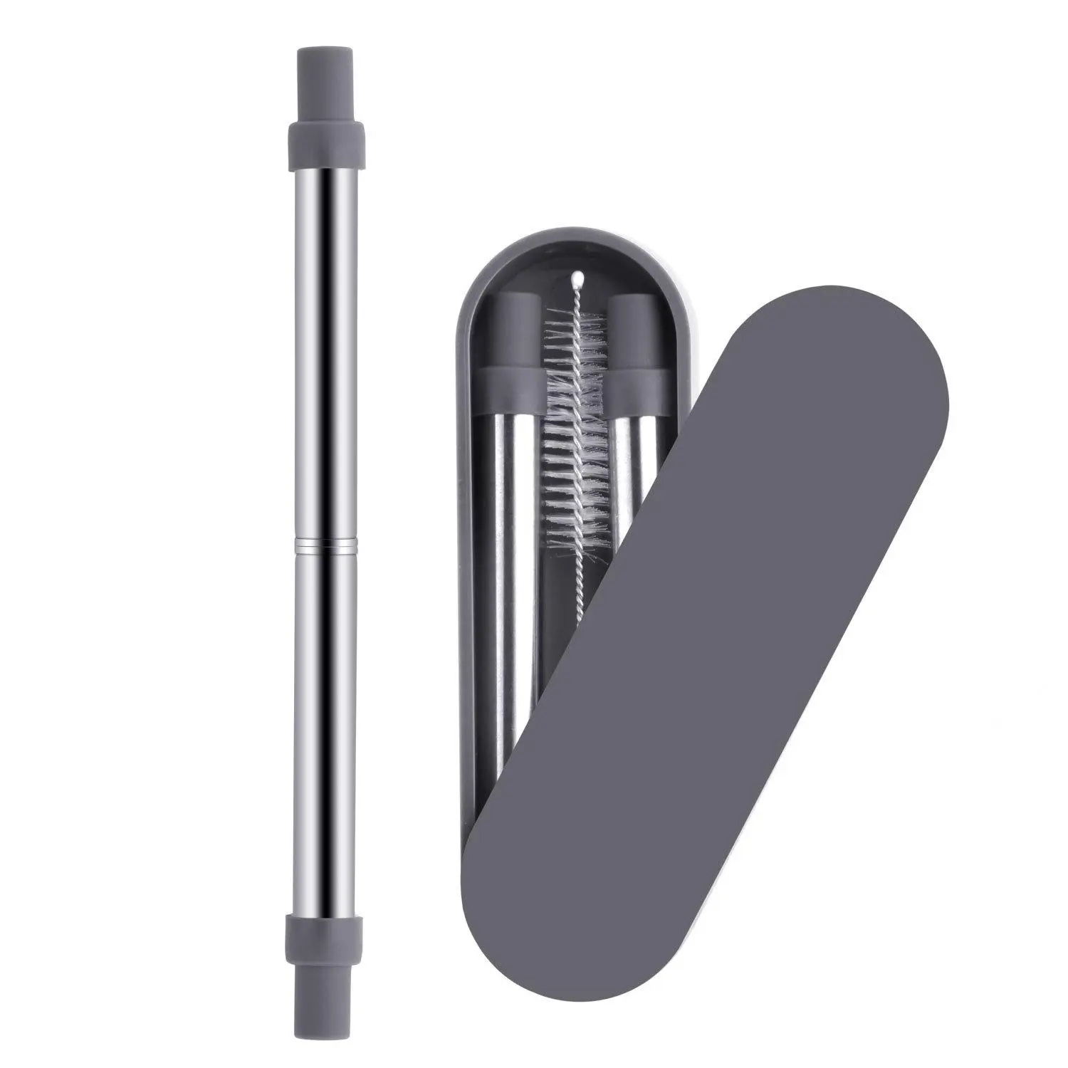 Portable Stainless Steel Retractable Straw, Foldable Straw with Brush, Reusable Straw for Coffee, Tea, Milk, Juice, Drinking Straw for Home, Outdoor, Travel