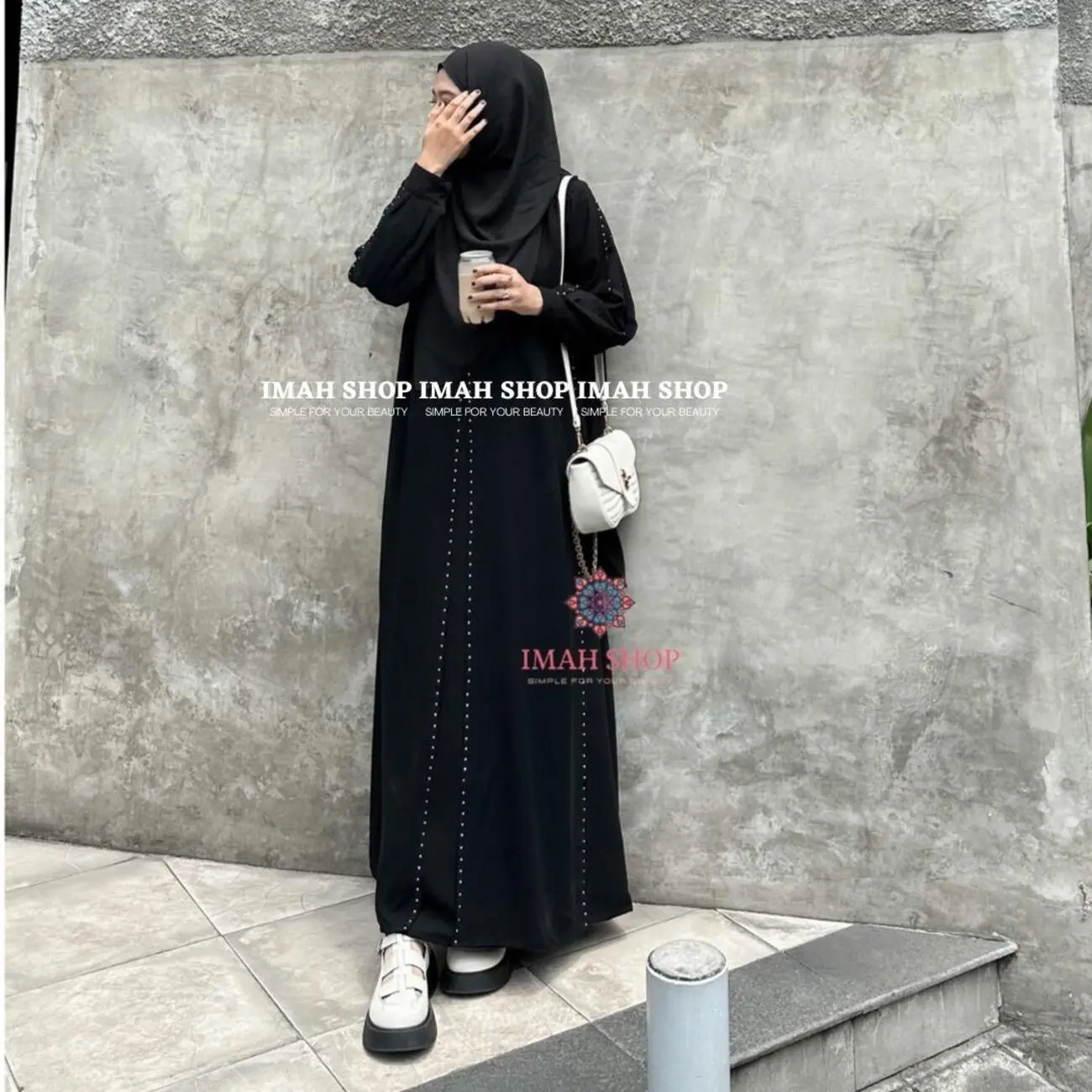 Abaya Maxi Dress Wanita Gamis Hitam 188 Abaya Ratih kombinasi lembut mewah Couple Mom